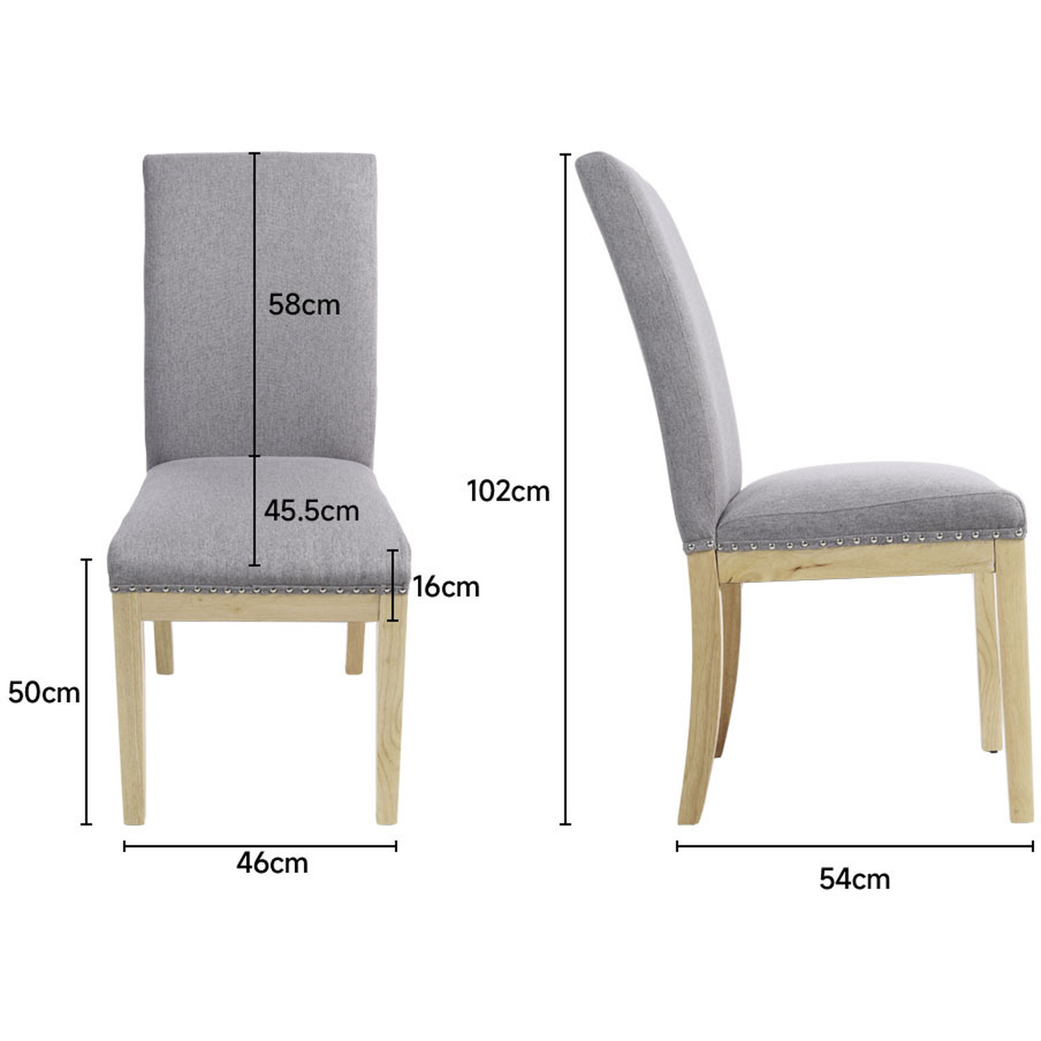 2 Pieces Modern Upholstered Linen Dining Chairs - Grey