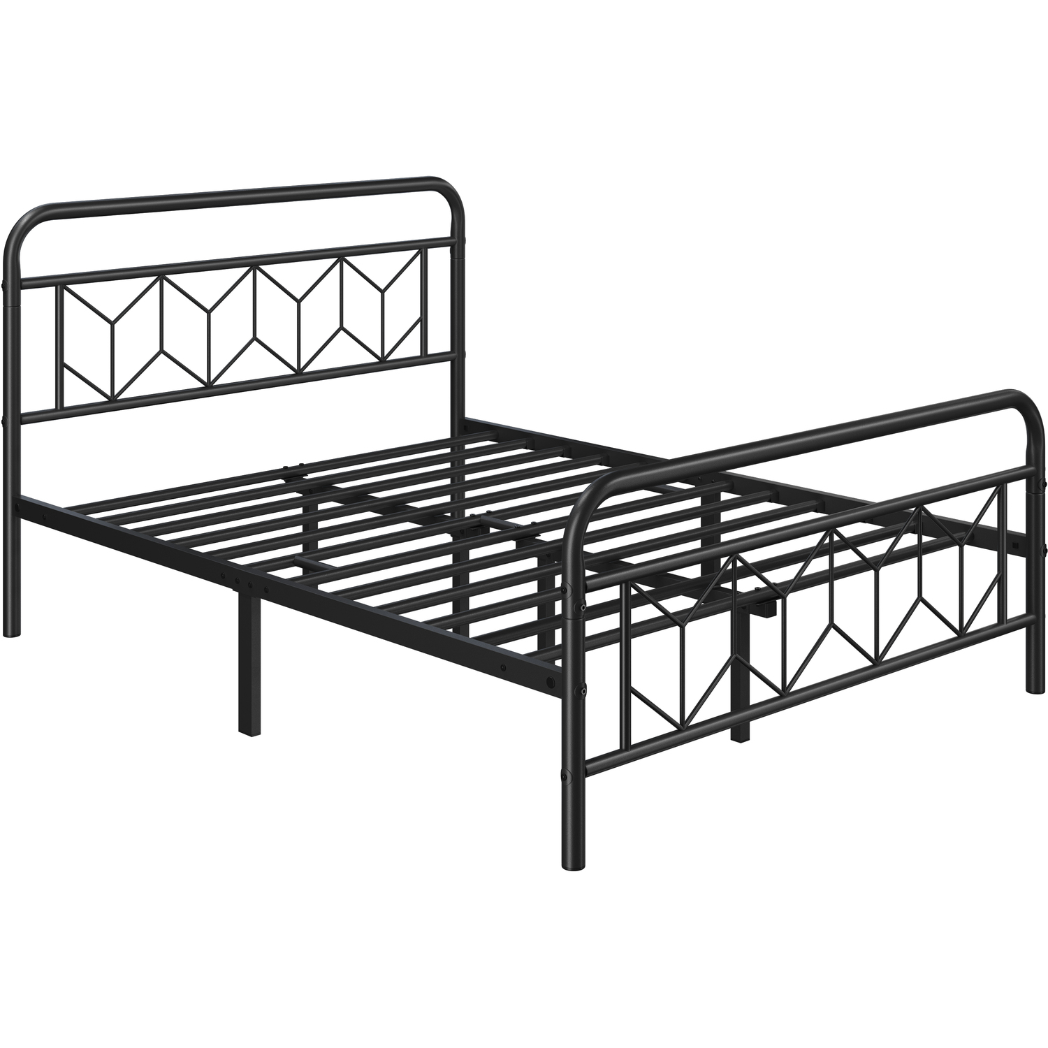Diamond Pattern Metal Bed Frame - Black Double
