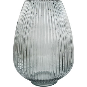 Smoke Grey Ridged Glass Vase