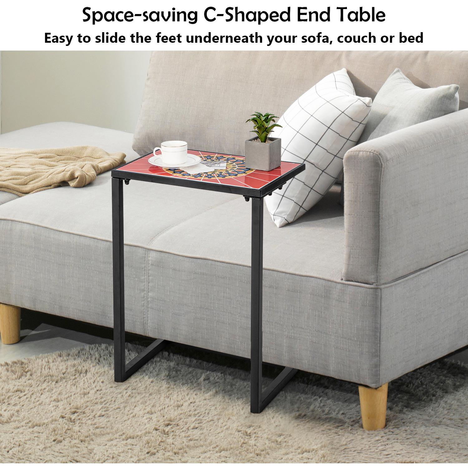C-Shaped Sofa Side Table