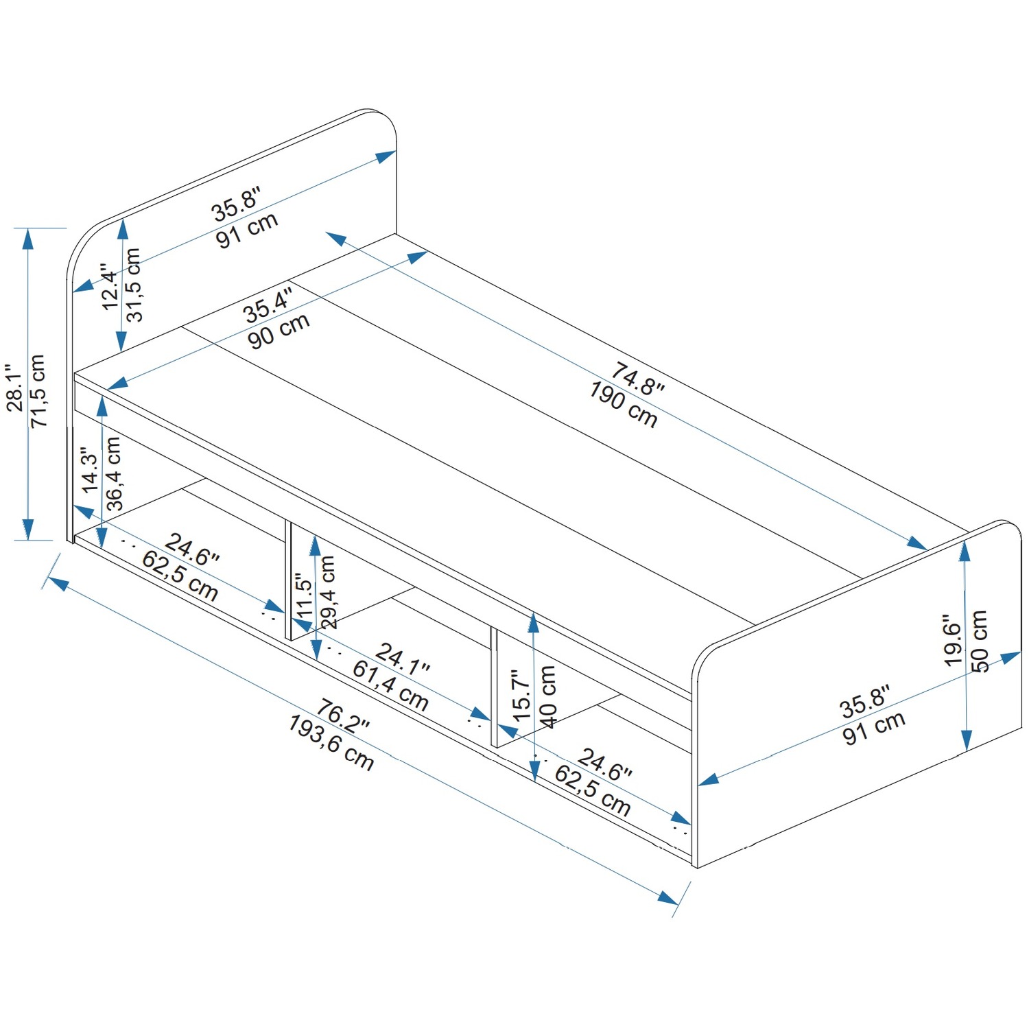 Achille Bed Frame - Atlantic Pine Anthracite