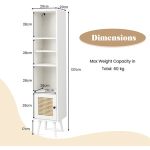 Rattan Storage Cabinet Accent Bookcase