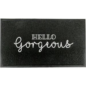 Black Hello Gorgeous Indoor Outdoor Doormat