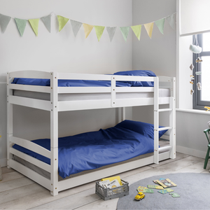 Mimi Shorty Low Bunk Bed Splits into Toddler and Day Bed in Classic White
