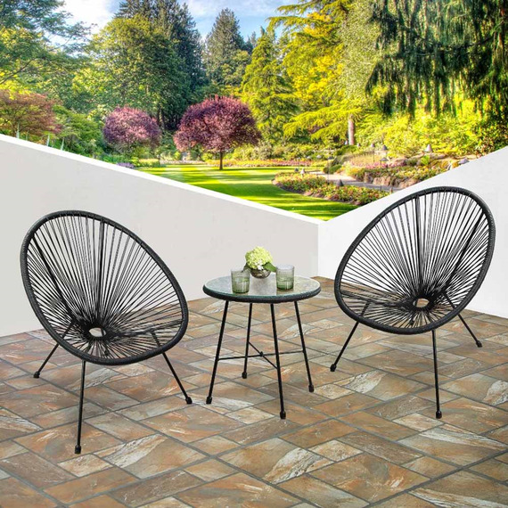 3pcs Bistro Egg Designer String Chair Garden Set