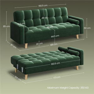 Green Yaheetech Velvet Upholstered Convertible Sofa Bed shot 5978508