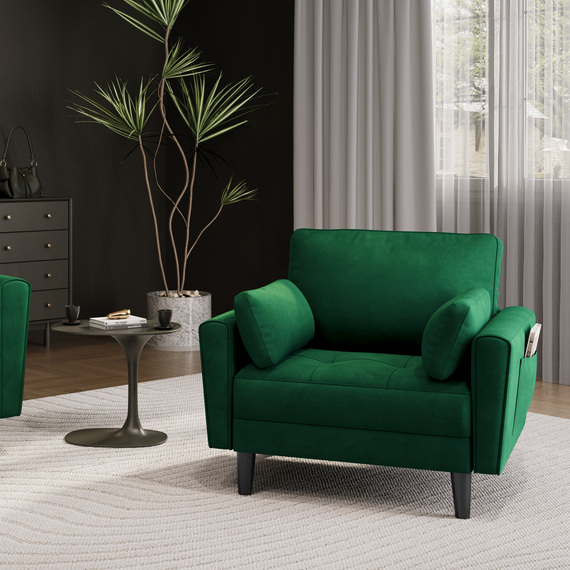 Upholstered Armchair Sofa Chair with 2 Pillows