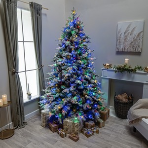 7.5ft Kensington Fir Artificial Pre-Lit Frosted PE Christmas Tree