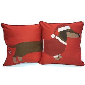 Long Xmas Sausage Dog Cushion Cover Multi (43x43)
