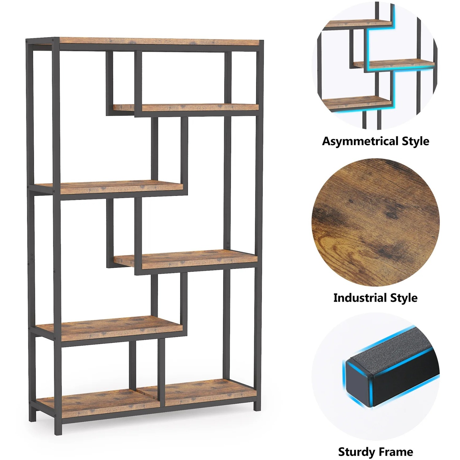 Inudstrial Metal and Wood Bookcase