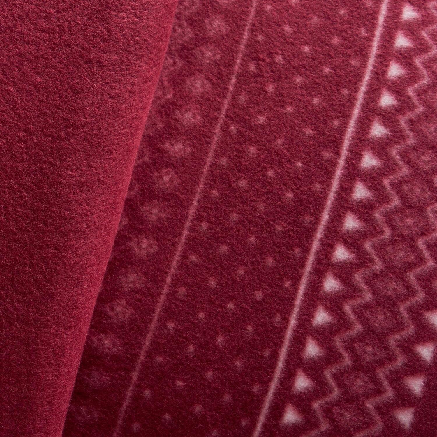Nordic Christmas Fleece Duvet Set - Burgundy Double