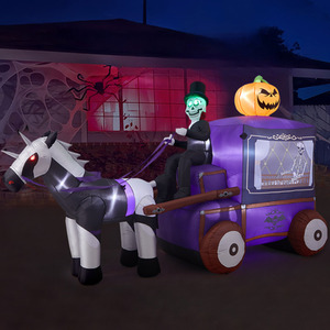 Halloween Inflatable Scary Carriage with LED Lights