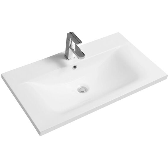 Ceramic 81cm Thin-Edge Inset Basin with Dipped Bowl