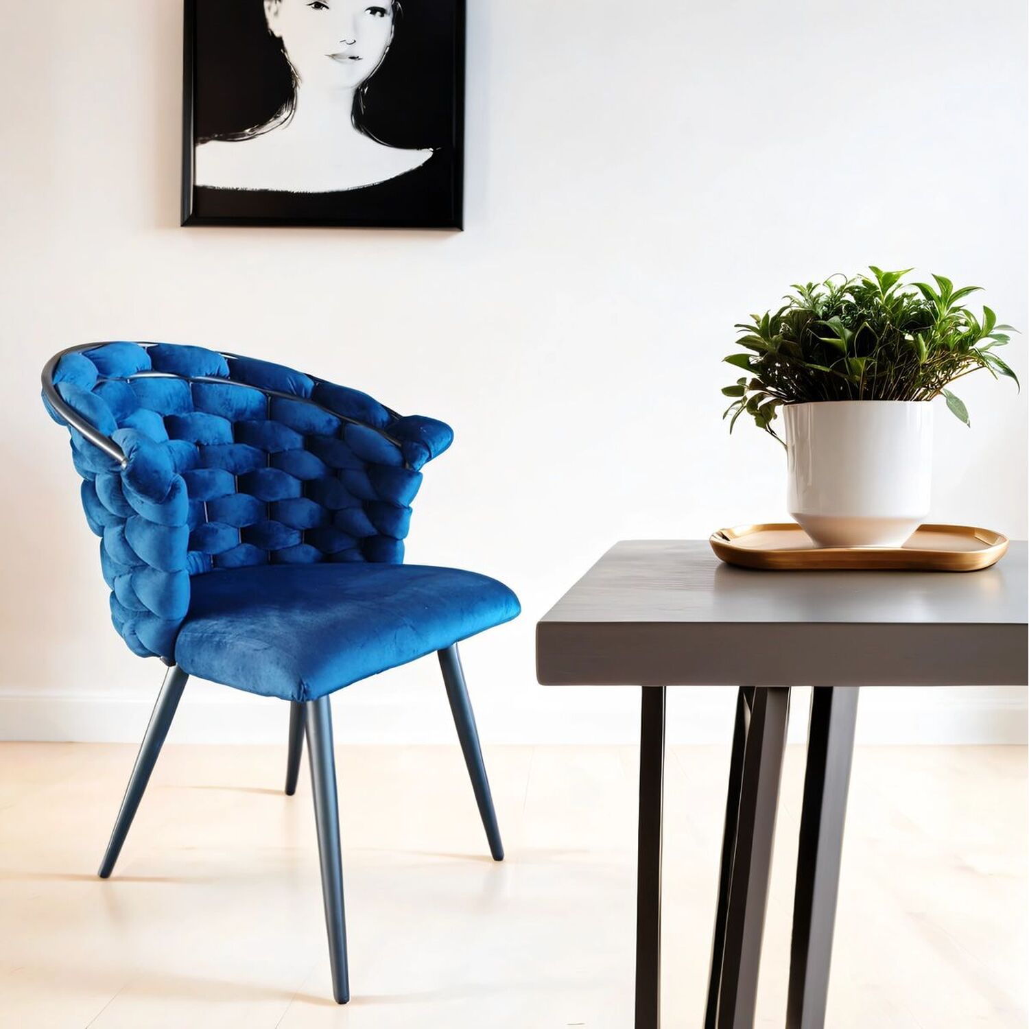 Valencia Luxury Velvet Dining Chair - Blue 2