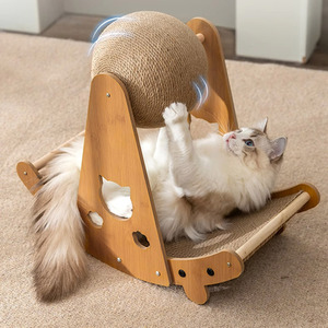 Boat-Shaped Cat Scratcher and Bed with Large Sisal Ball