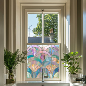 Alfedena Art Deco Stained Glass Privacy Window Film