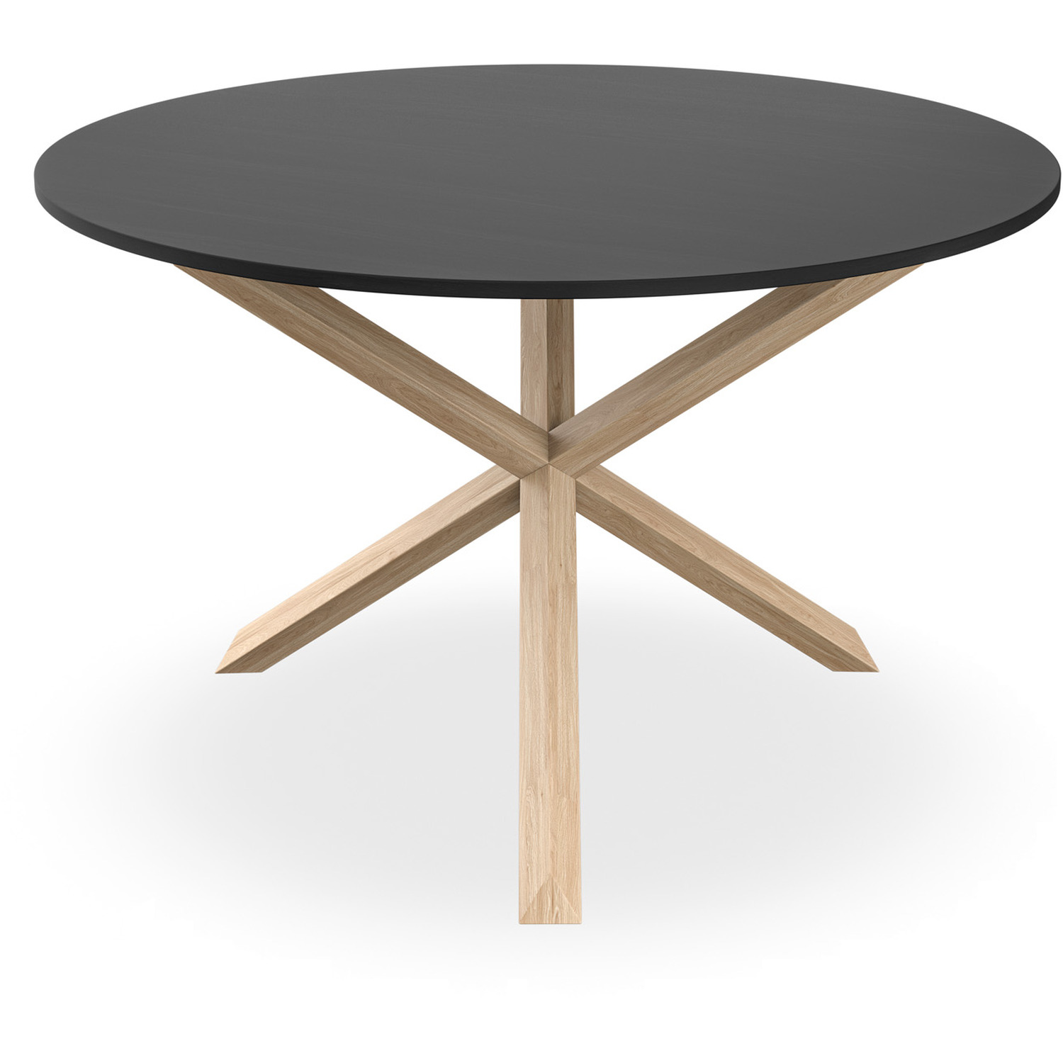 Malvern Round Black Dining Table Set W Oak Legs W 4-6 Monza Faux Leather Chair - Black 6