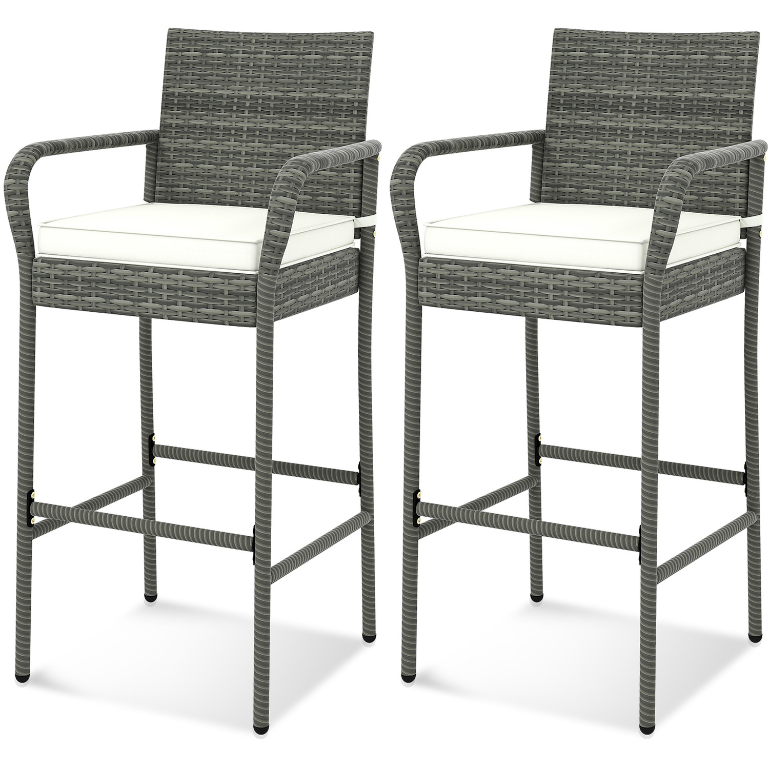 Outdoor Bar Stools Set - Grey Pemetalpolyestersponge