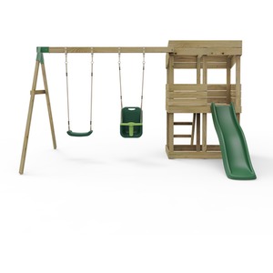 Redwood / 223cm Wooden Lookout Tower Playhouse with 6ft Slide shot 7756911