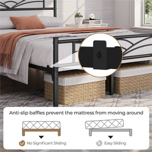 Black / King Metal Bed Frame with Cloud Design shot 7824468