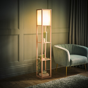 Struttura Pastel Shelving Unit Floor Lamp with Fabric Shade and Bulb