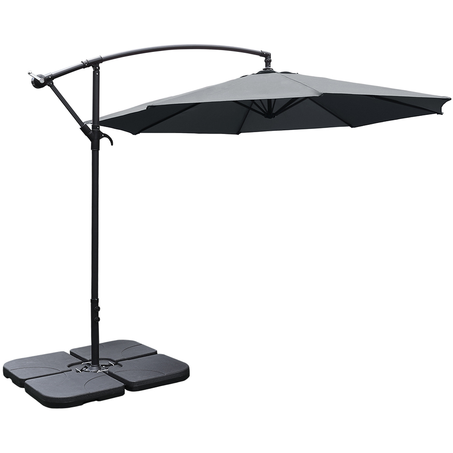 Kidkid Garden Cantilever Parasol With Two Types Of Bases - Dark Grey