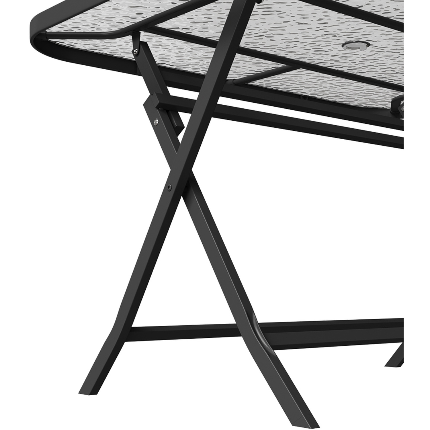Garden Metal Folding Table With Parasol Hole - Black Transparent