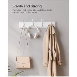 SONGMICS Wall Mounted Coat Rack with 4 Hooks