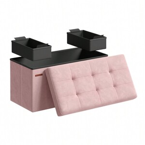 SONGMICS Velvet Storage Ottoman with Extra Boxes