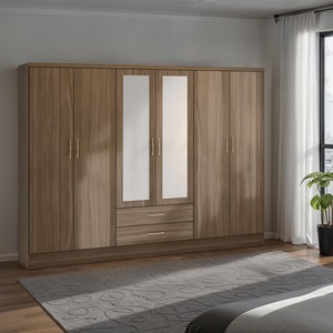 Nevada 6 Door 2 Drawer Mirrored Wardrobe