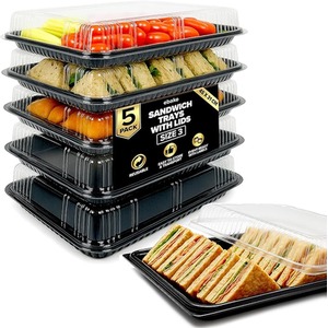 Black / 39cm / 5 Sandwich Platter Trays with Lids shot 10171040