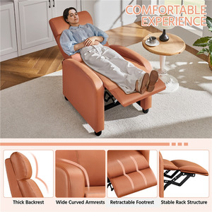 Tan / Composite Board, Foam, Iron, PU Leather Yaheetech Upholstered Armchair Recliner Chair shot 10324612