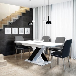 EXTENDABLE DINING TABLE, (BLACK AND WHITE GLOSS)