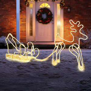 LED Neon Reindeer Sleigh Rope Light