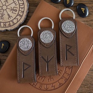 Viking Rune Faux Leather Keyring