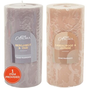 Sandalwood or Bergamot Scented Pillar Candle