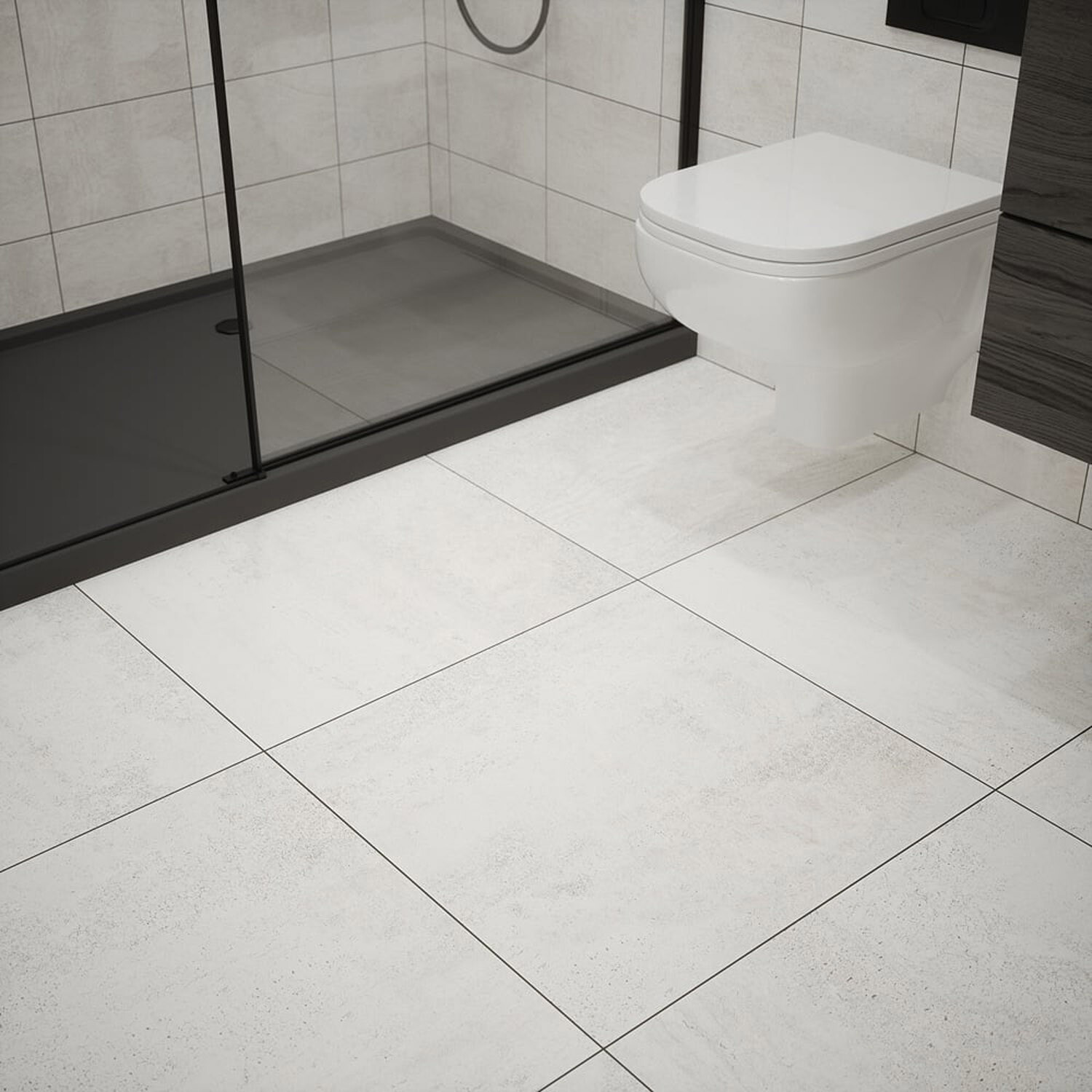 Johnson Tiles Ashlar Grip Floor and Wall Tile Sample - Weathered White