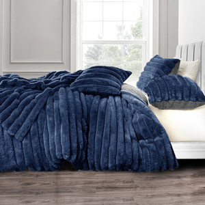 Plush Supersoft Jumbo Cord Cosy Bedding Set Navy