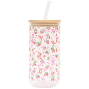 Berry Sweet Glass Drinking Jar with Straw