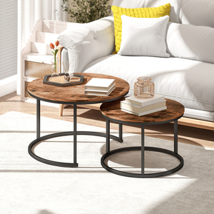 Marble Coffee Table Set of 2 Round Nest of Tables