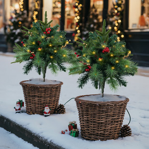 Lifeideas Set of 2 Pre-Lit Artificial Christmas Trees 44*55cm