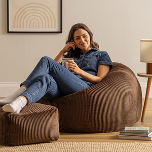 Classic Cord Bean Bag with Footstool