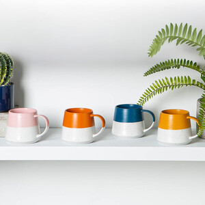 Nicola Spring Dipped Flecked Stoneware Belly Mugs Set - 370ml - Multicolour 4pc