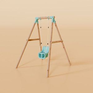 Single Wooden Baby Swing  Evergreen II