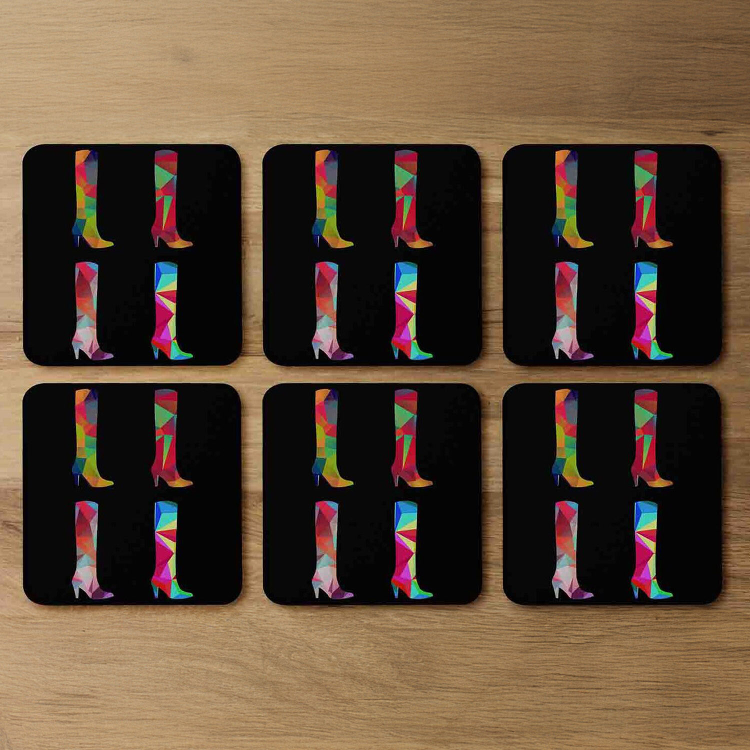 Geometric Boots Coaster - Black