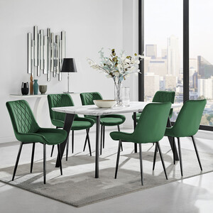 Andria Black Leg Marble Effect Dining Table and  6 Pesaro Black Leg Chairs