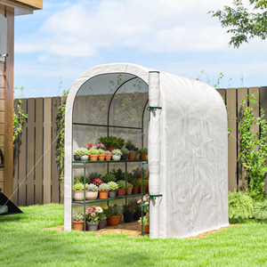 Outsunny Walk-in Greenhouse with Shelves and Roll-up Door