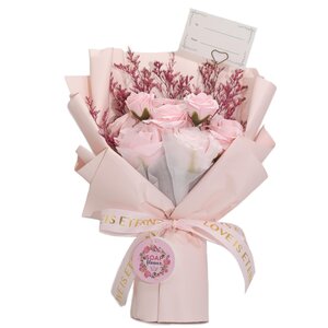 Large Pink Soap Roses Bouquet Eternal Love Gift with Card
