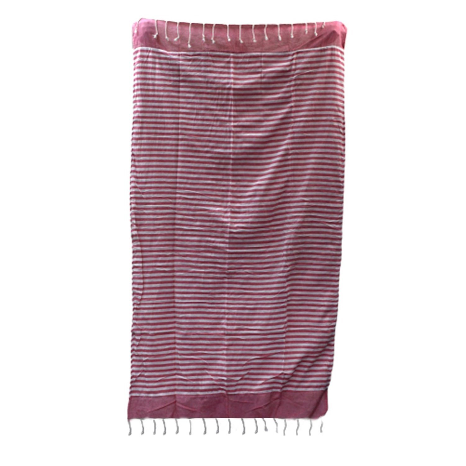Hot Pink Cotton Pario Towel Handcrafted Indian Wrap Beach Towel - Pink