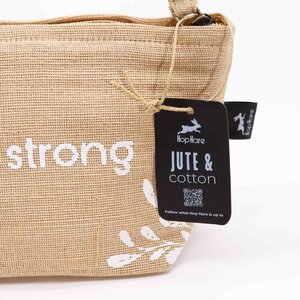 I Am Strong Jute Pouch Eco Friendly Makeup Gift Bag